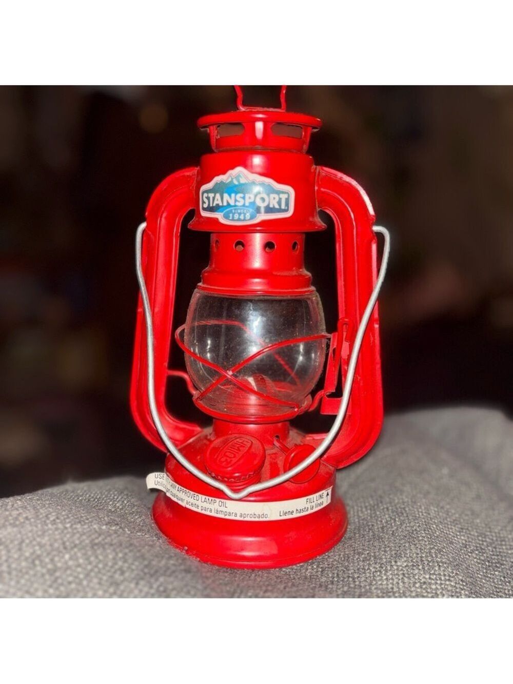 Cozy Campfire Glow • Red Stansport Lantern • Rustic Cabin • Hurricane Style - Picture 2 of 6
